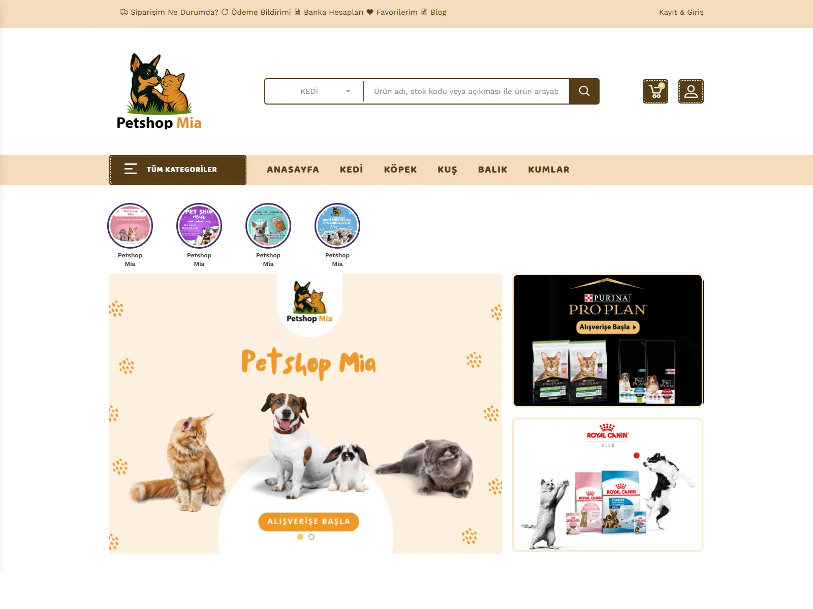 Petshop Mia - Evcil Hayvan Ürünleri E-Ticaret vaka çalışması görseli