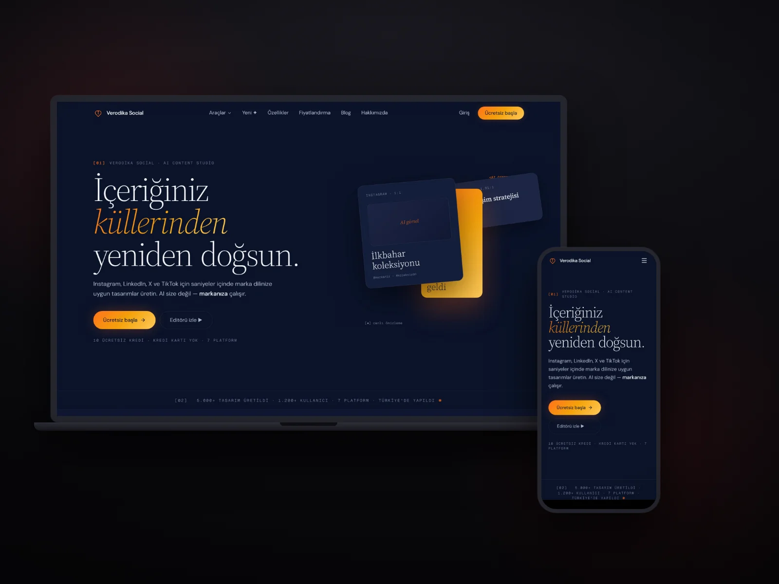Verodika Social - AI Sosyal Medya Platformu vaka çalışması görseli